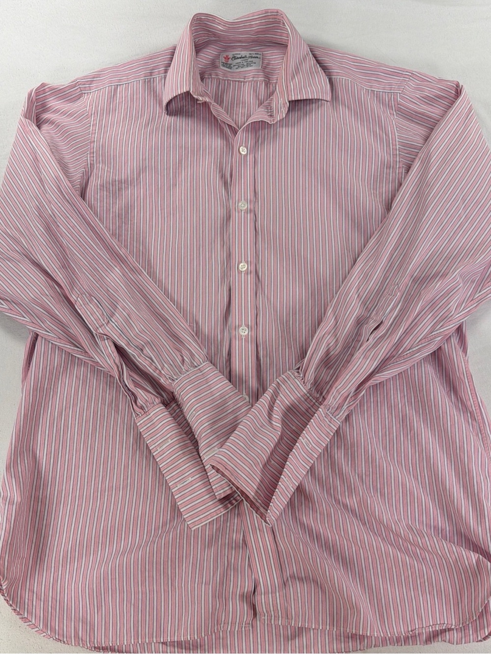 Turnbull & Asser Pink and White Striped Button-Down Shirt